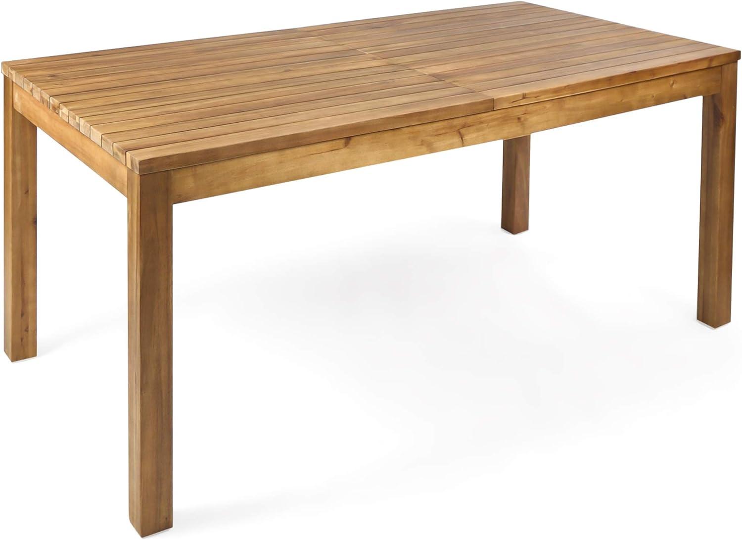 Wilson Rectangle Acacia Wood Expandable Dining Table Teak - Christopher Knight Home: Weather-Resistant, Seats 8, with Self-Storing Leaf