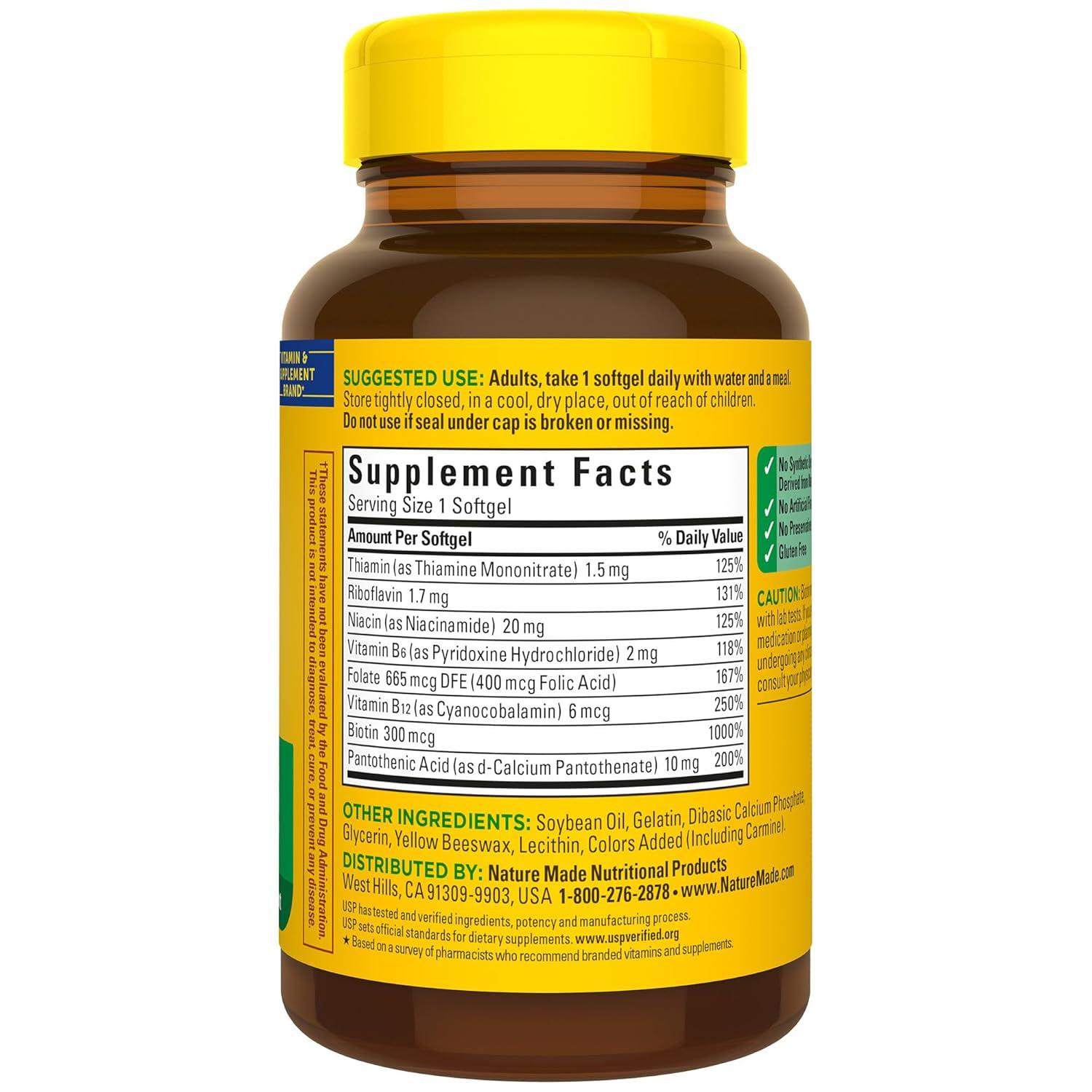Nature Made Super B Energy Complex, Dietary Supplement for Brain Cell Function Support, 160 Softgels, 160 Day Supply (Packaging May Vary)