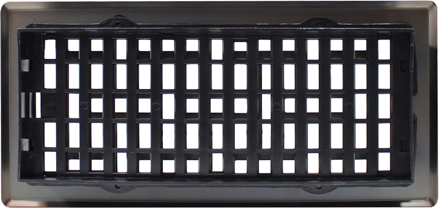 Decor Grates 4" x 10" Oriental Design Steel Plated Rubbed Bronze Floor Register