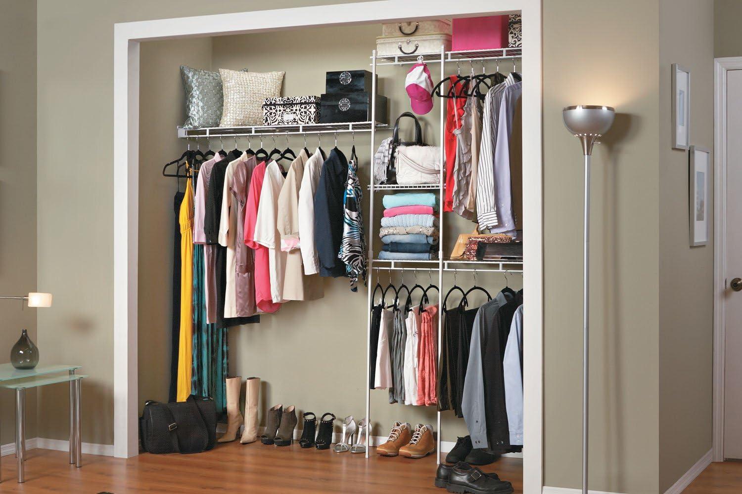 White Adjustable Vinyl-Coated Steel Closet Organizer Kit