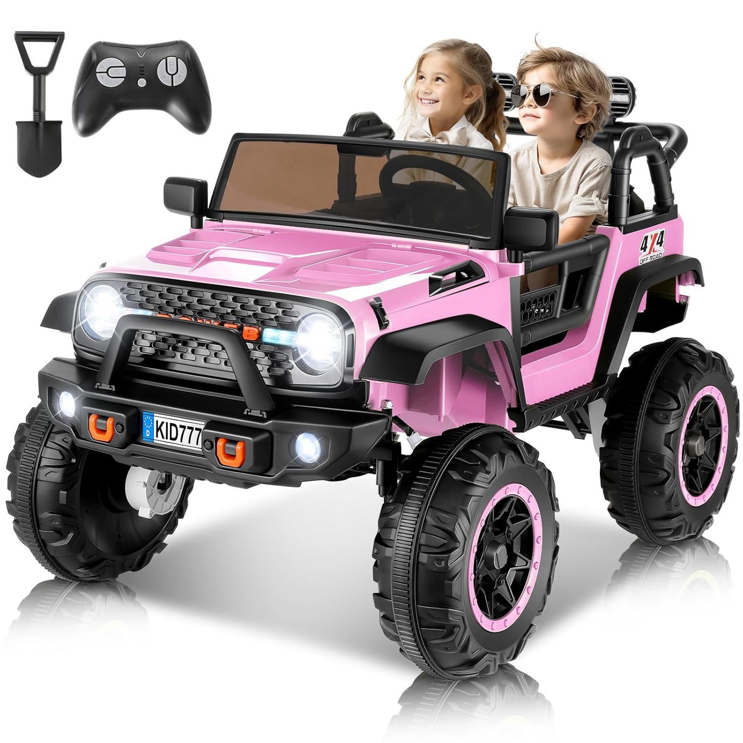 Ancheer 24V Real 2 Seater Ride On Toys Electric SUV Jeep Car With Remote Control,2WD/4WD Switchable, 4X100W Motor, Bluetooth, Music, USB, Lights