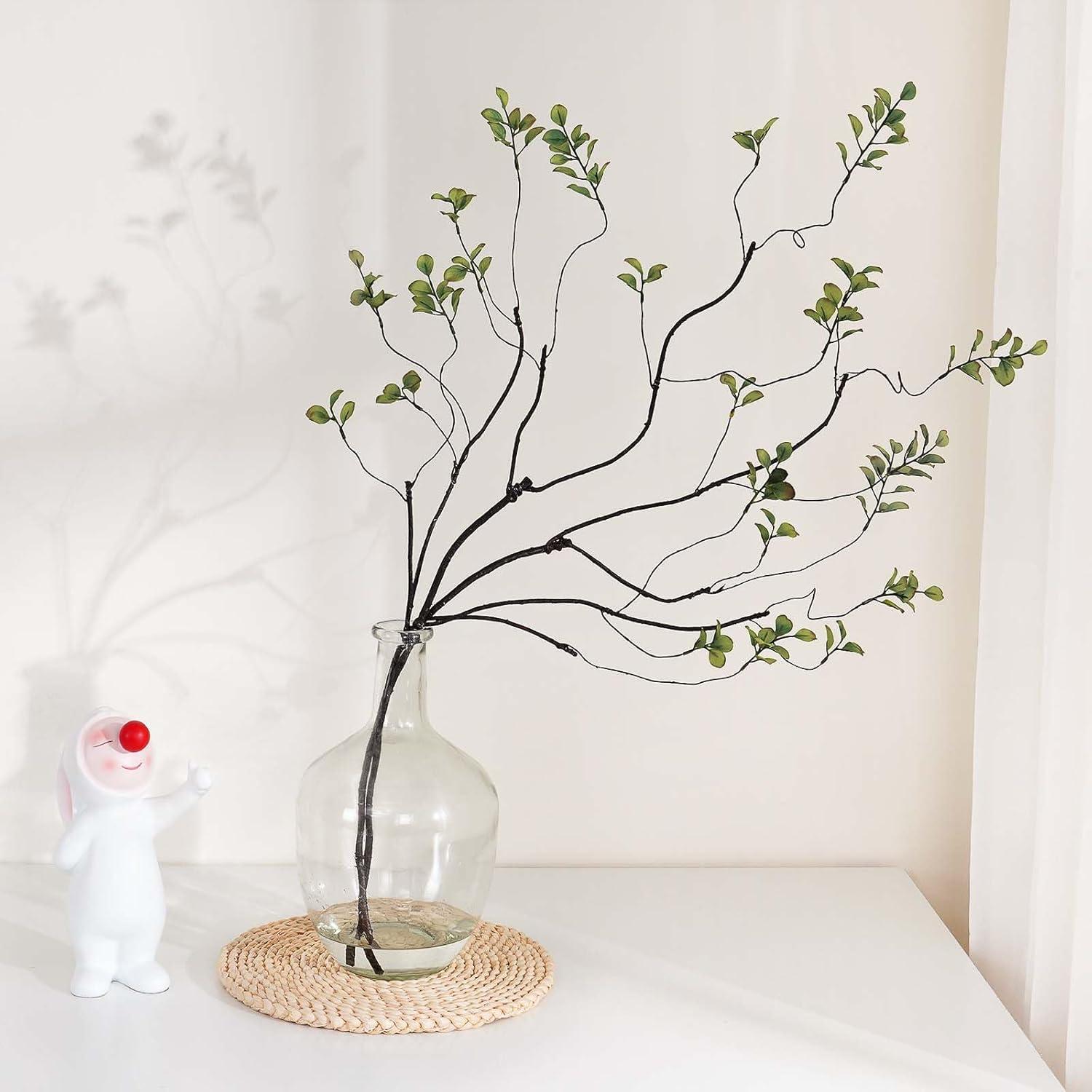 3pcs Artificial Ficus Branches - Lifelike Greenery for Vase | Faux Eucalyptus Banyan Twig Plants for Home, Wedding & Office Decor -