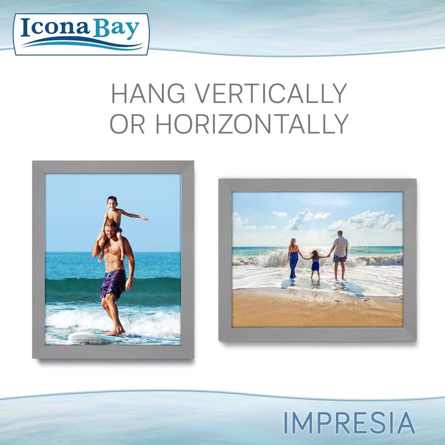 Icona Bay 8x10 Gray Picture Frame, Modern Style, 4 Pack, Impresia Collection (US Company)