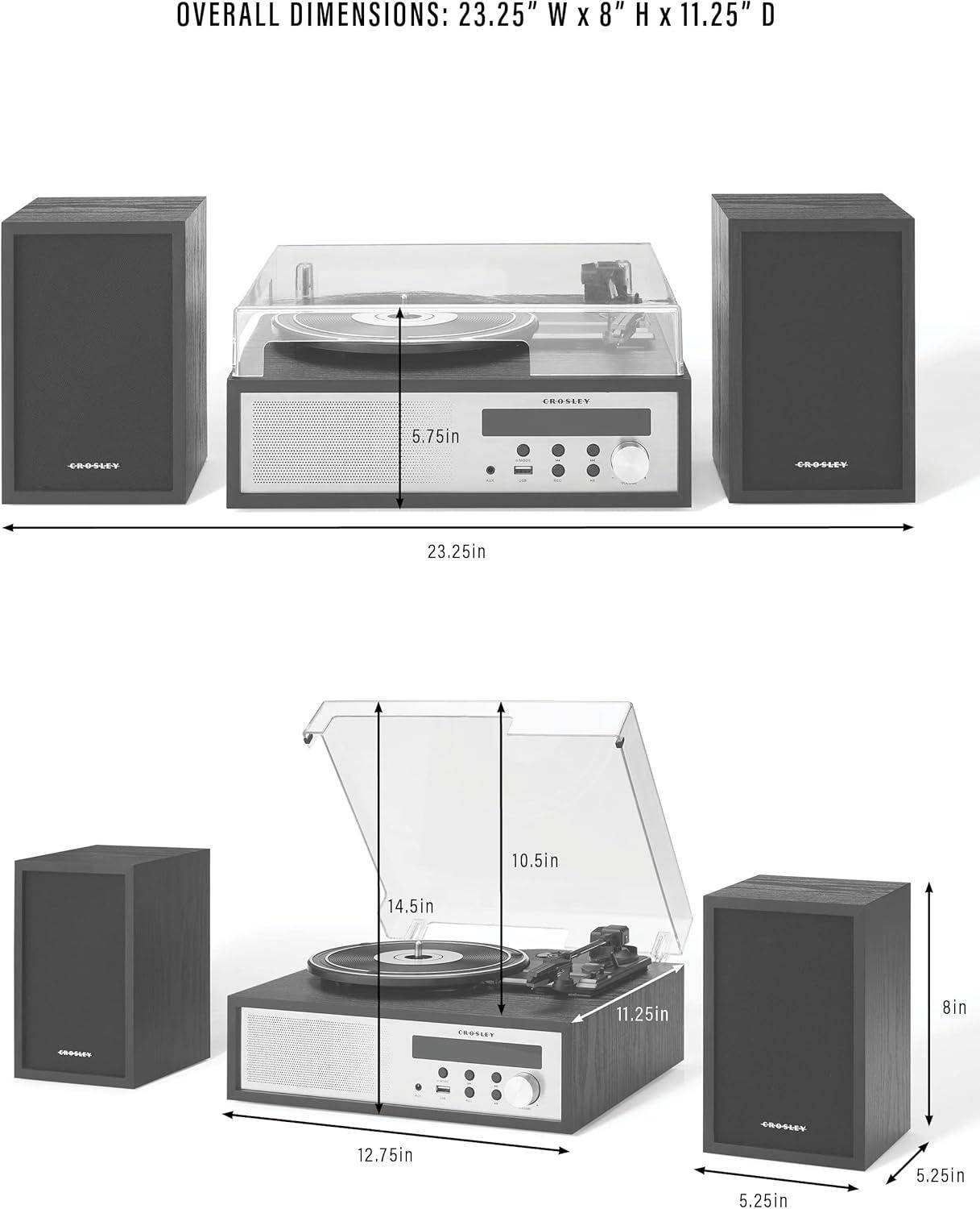 Crosley Sloane Shelf System Vinyl Record Player - Black