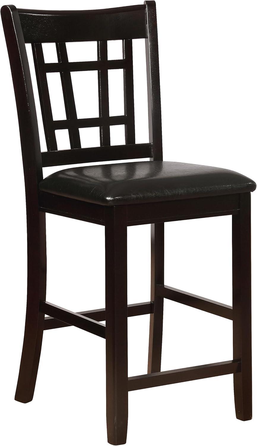 Espresso Oak Veneer Counter Height Dining Set with Black Fabric Chairs