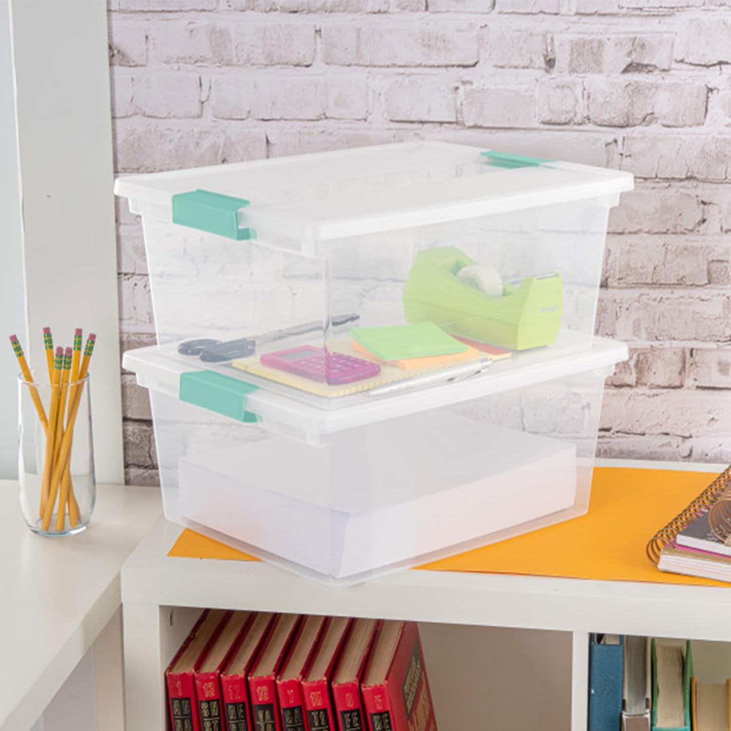 Sterilite Sterilite Plastic Stackable Storage Bin w/Clear Latch Lid (Set of 6)