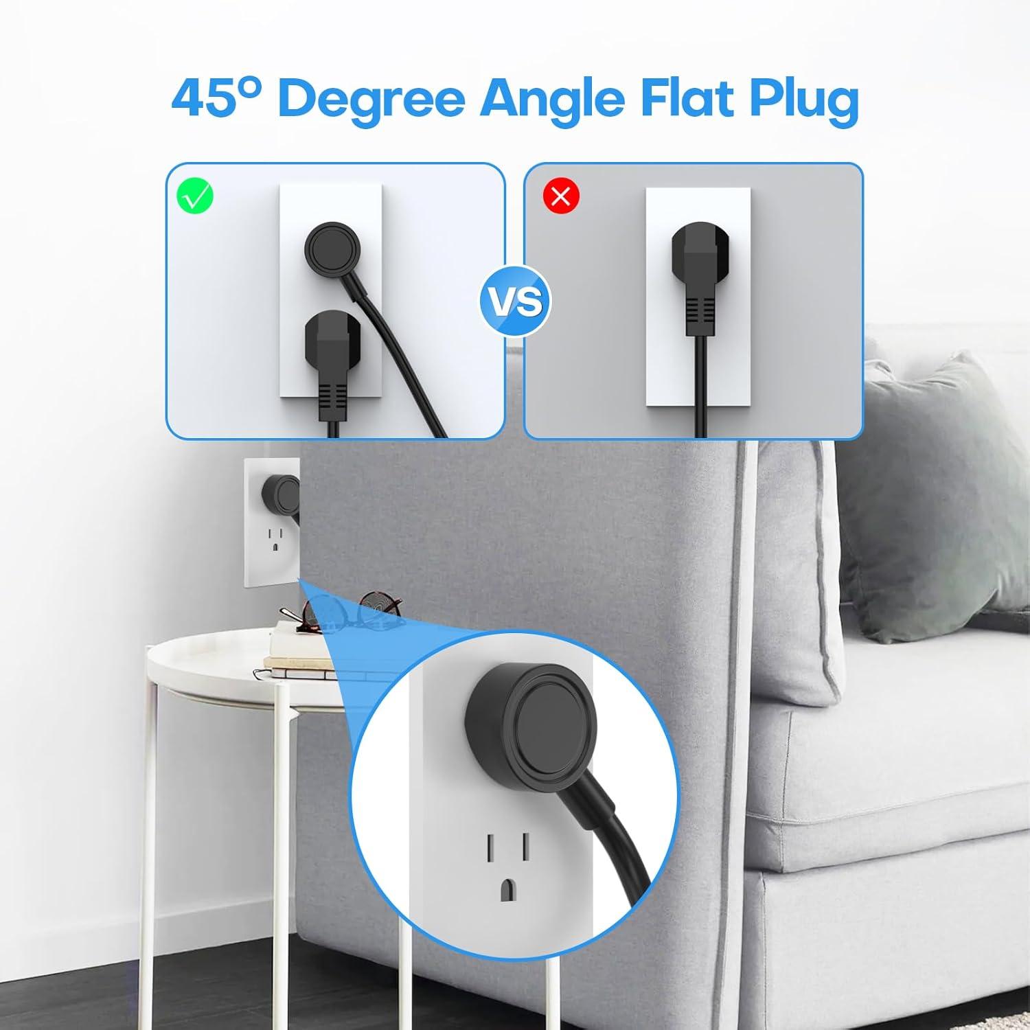 Surge Protector Power Strip Tower, 6.5ft Long Extension Cord with 4 USB (1-USB C) and 12 AC Multiple Outlets for Home Office Dorm Room