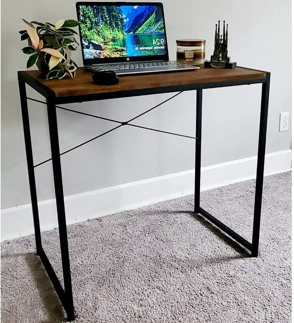 eHemco Multifunction Rectangular Home Office Writing Study Desk with Black Top and Silver Legs