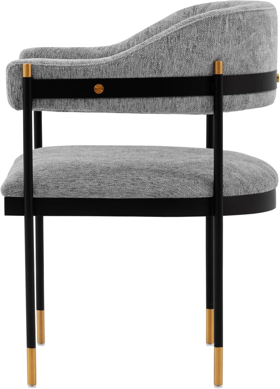 Lia Modern Boucle Upholstered Dining Armchair Gray - Manhattan Comfort: Brushed Gold Accents, No Assembly Required
