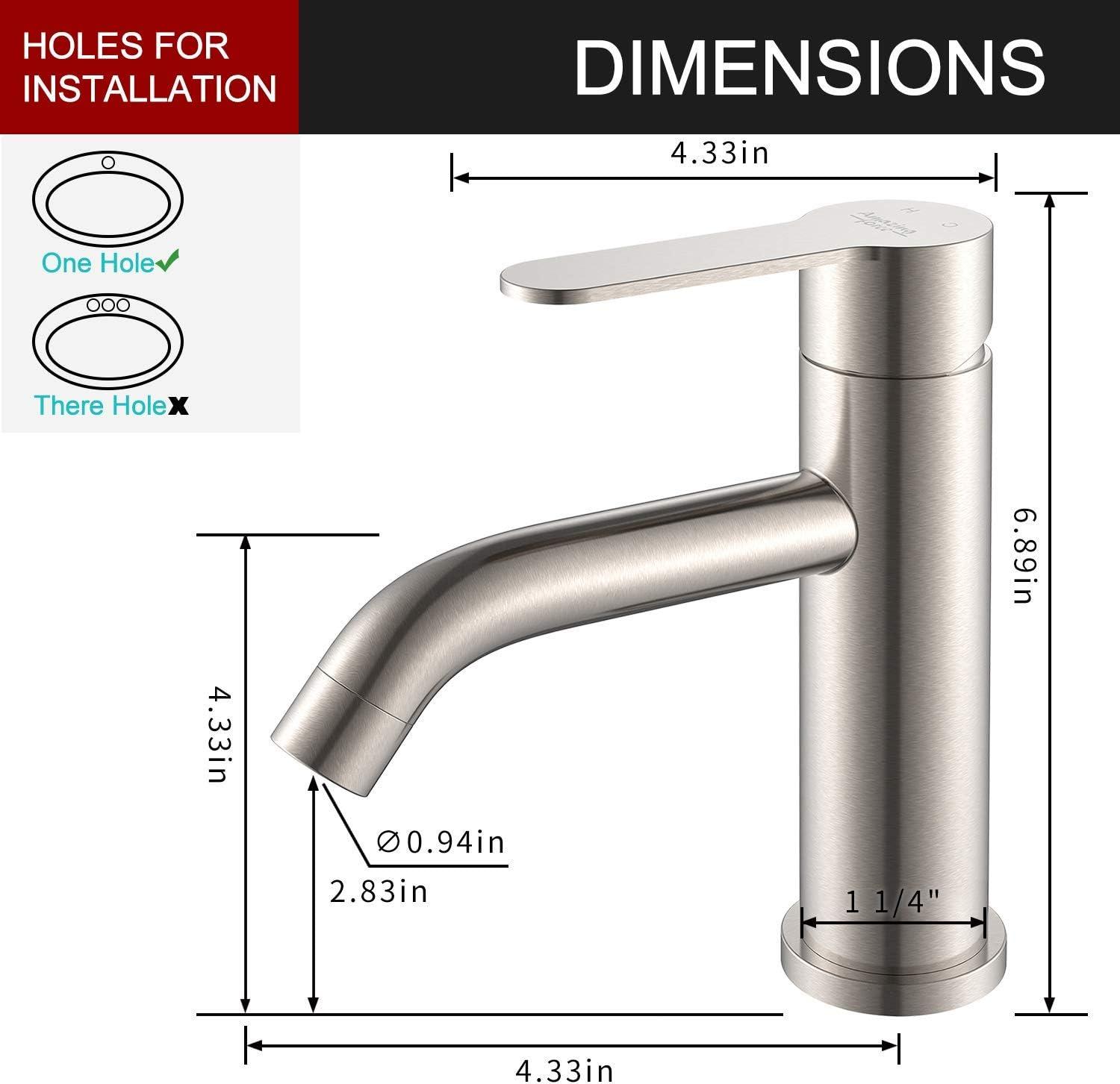 Brushed Nickel Single Handle Bathroom Faucet with Lever