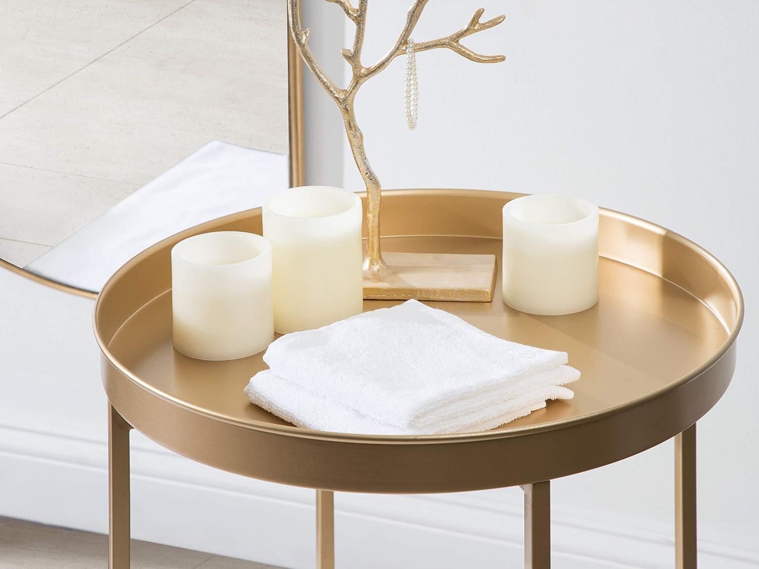 Gold Round Metal Foldable Side Table with Detachable Tray