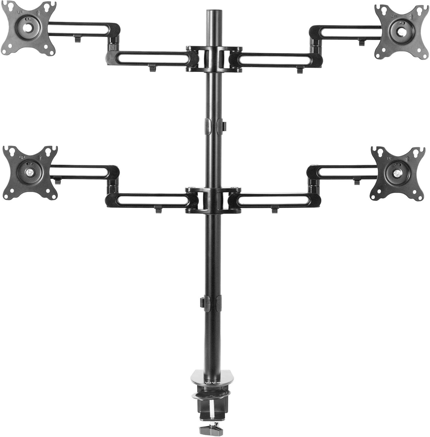 Aluminum Quad Monitor Desk Mount with Articulating Arms