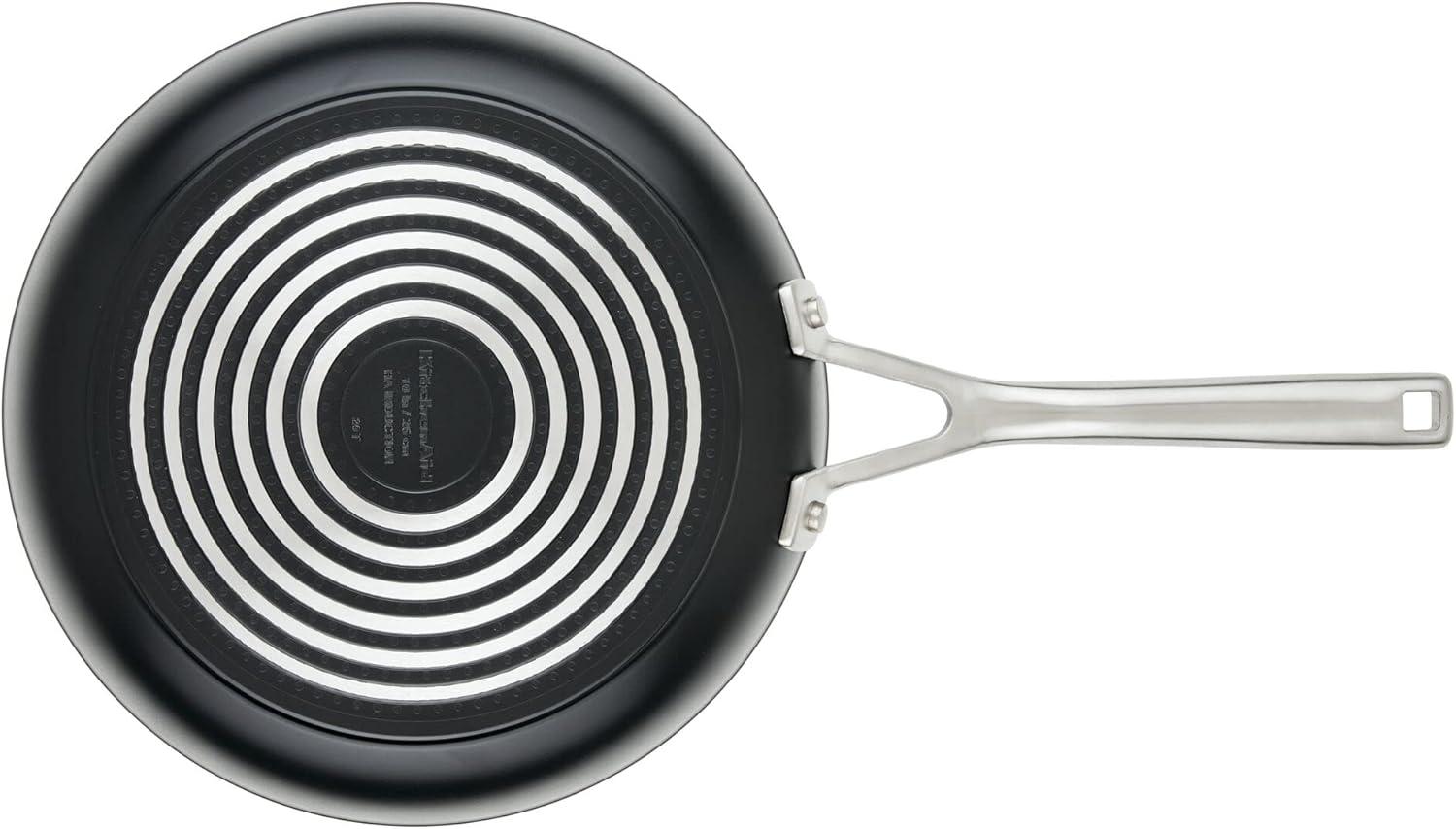 Matte Black Aluminum Nonstick Frying Pan Set with Lid, 3-Piece