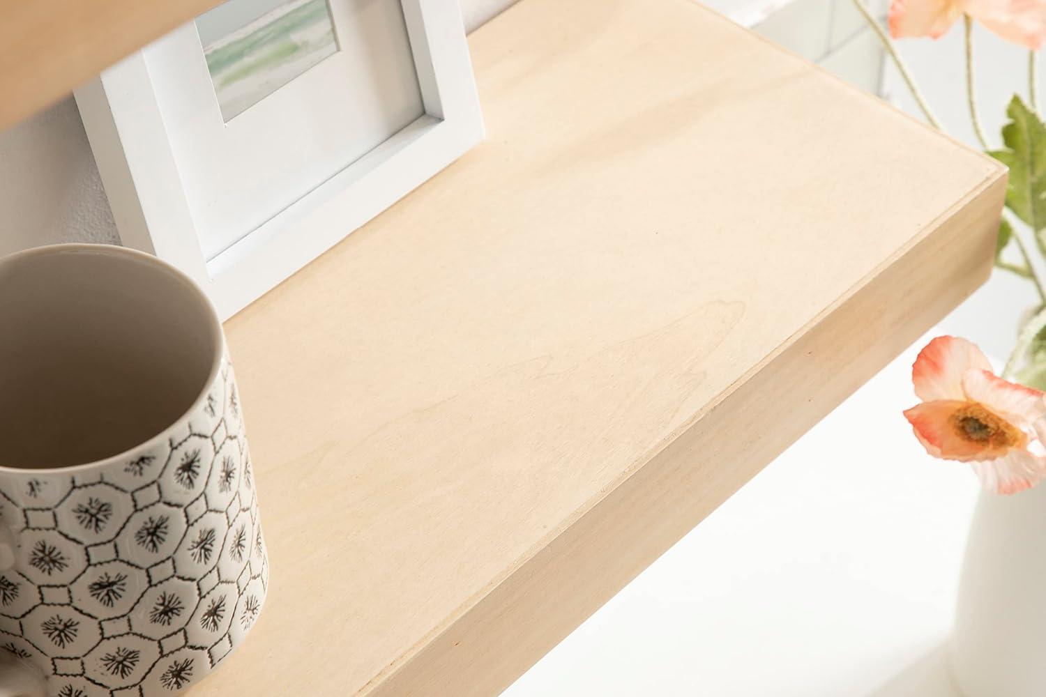 Kate and Laurel Havlock Rectangle MDF Floating Shelf, 2 Piece 24 Inch, Natural
