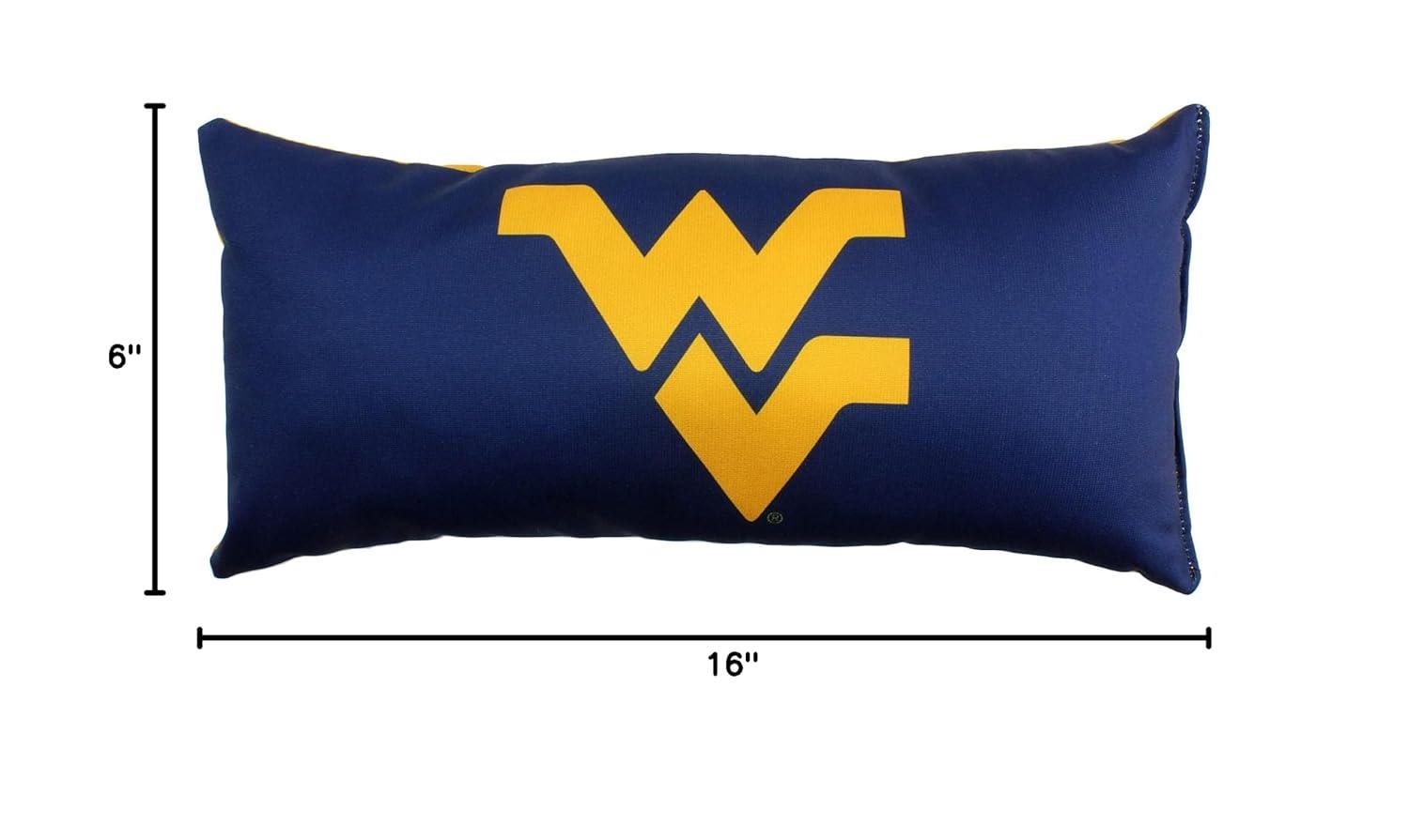 College Covers Solid Color Bolster Travel Pillow, 1 Count (Pack of 1), West Virginia Mountaineers