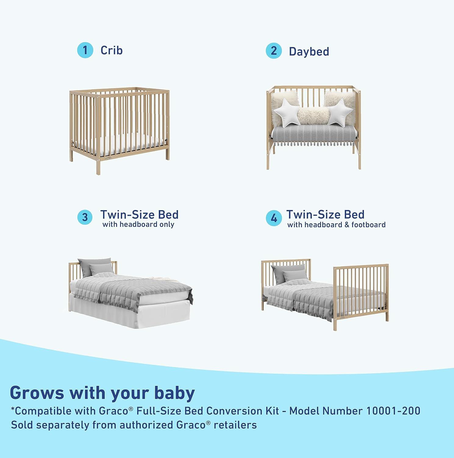 Teddi 4-in-1 Mini Convertible Crib with Mattress