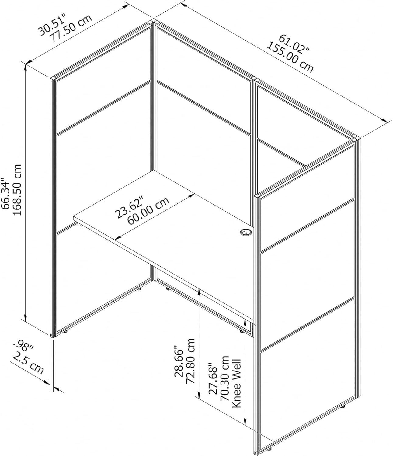 Bush Business Furniture Easy Office Rectangle 1 Person Cubicle with Cable Management