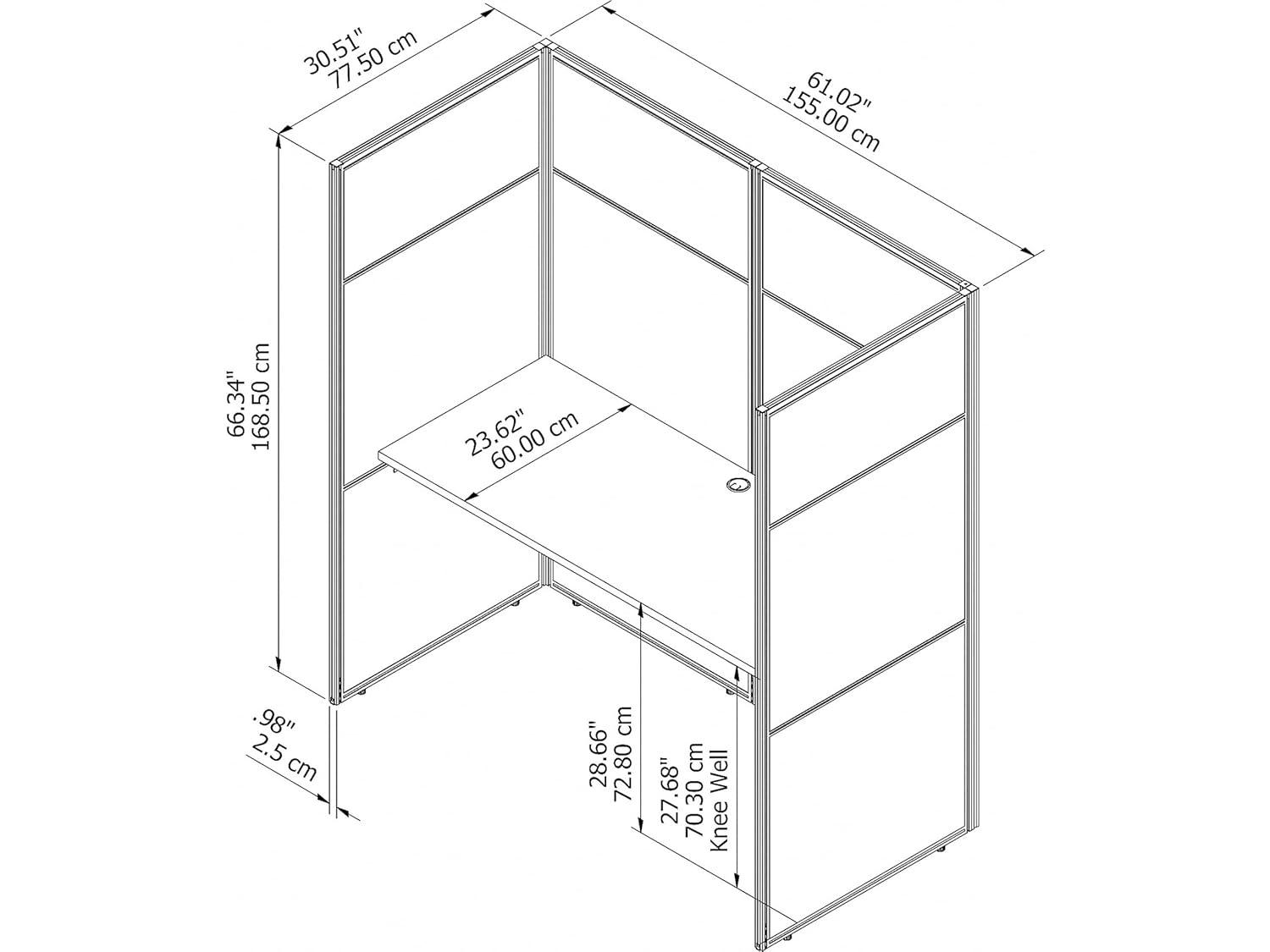 Bush Business Furniture Easy Office Rectangle 1 Person Cubicle with Cable Management