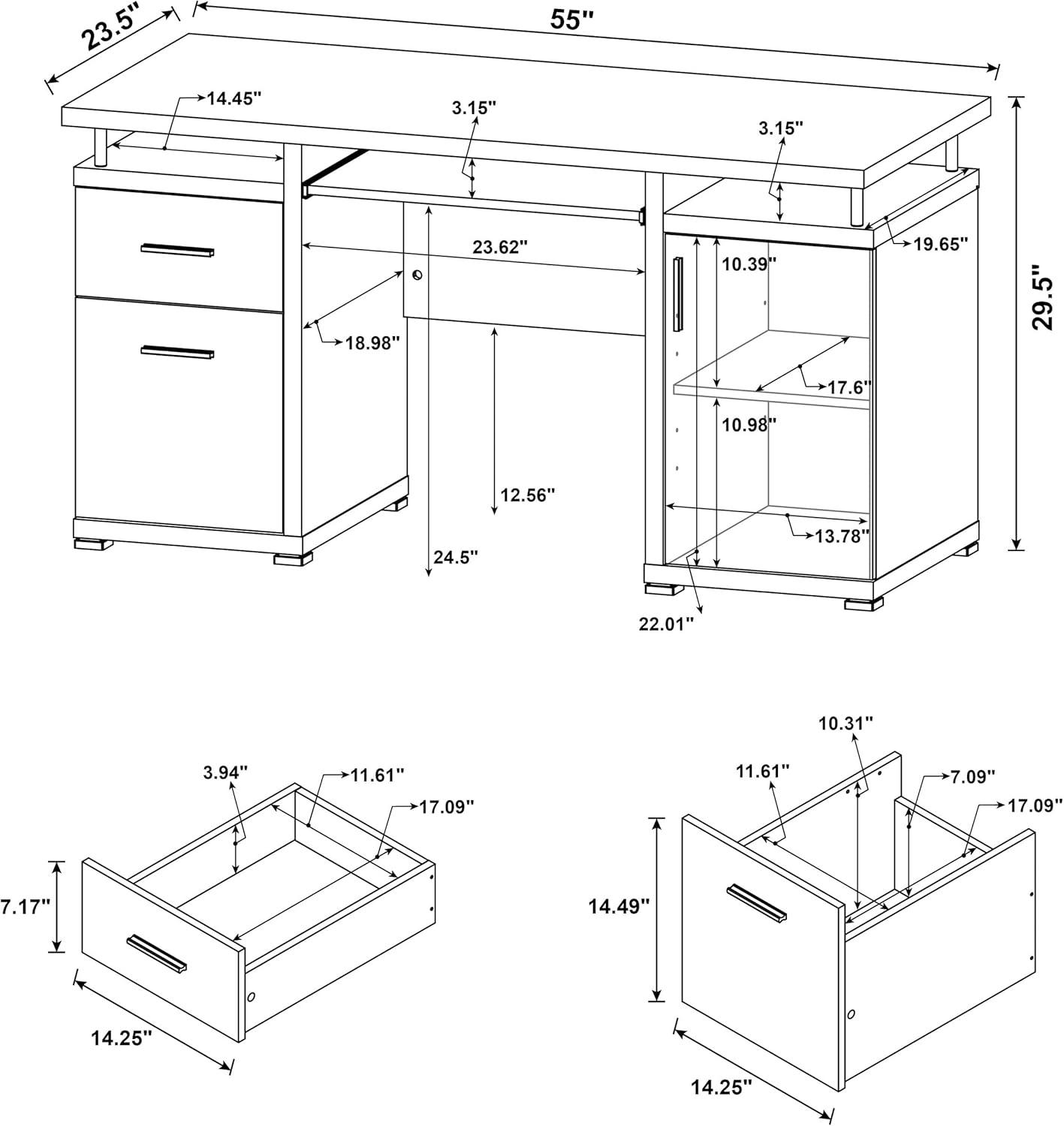 Tracy 2 Drawer Office Desk - Coaster