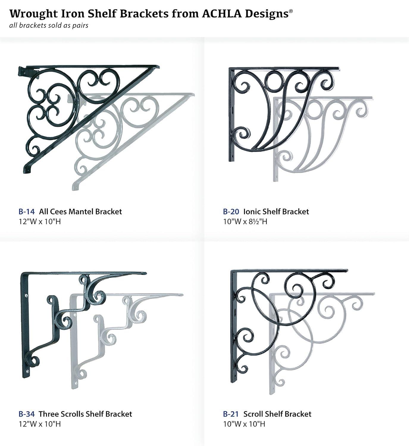 (Pair) Achla Designs Decorative Scroll Shelf Brackets Wrought Iron B-21