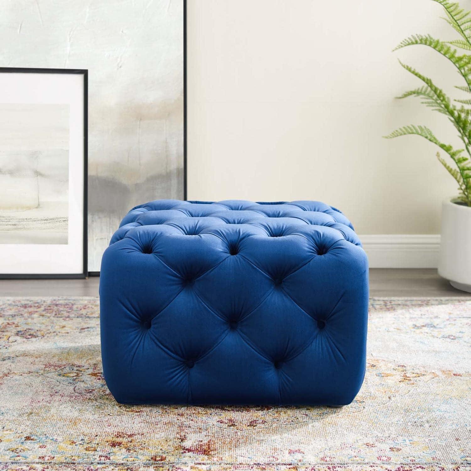 Amour Tufted Button Square Performance Velvet Ottoman - Modway