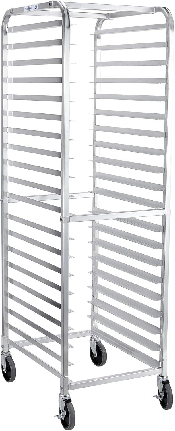 20-Tier Stainless Steel and Aluminum Bun Pan Rack with Swivel Casters