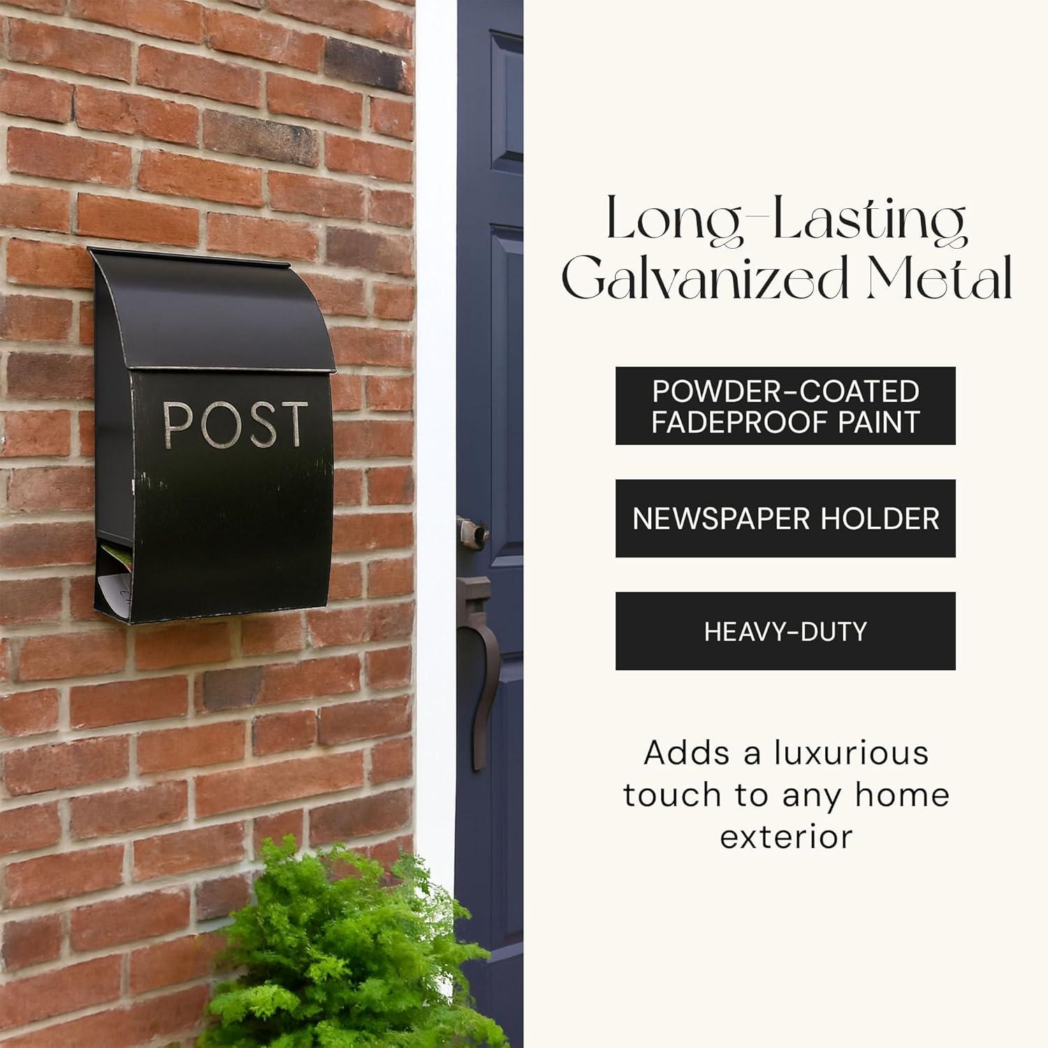 Milano Pointed Post Wall Mounted Mailbox