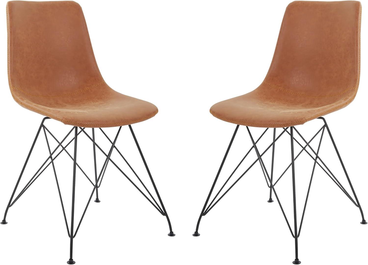 2pc Ave Six Trenton Chair Sand - OSP Home Furnishings: Faux Leather, Metal Legs, Armless Stationary Seating