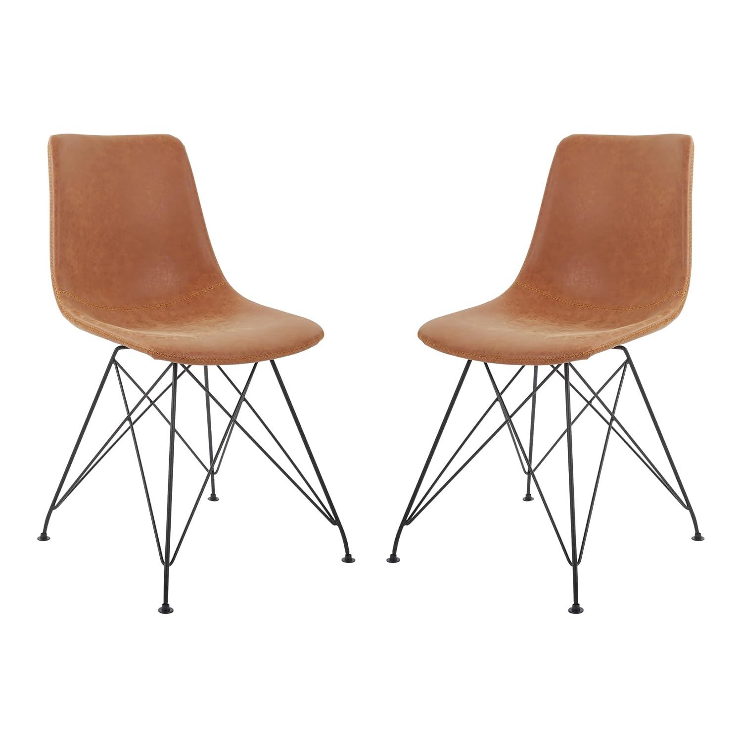 2pc Ave Six Trenton Chair Sand - OSP Home Furnishings: Faux Leather, Metal Legs, Armless Stationary Seating
