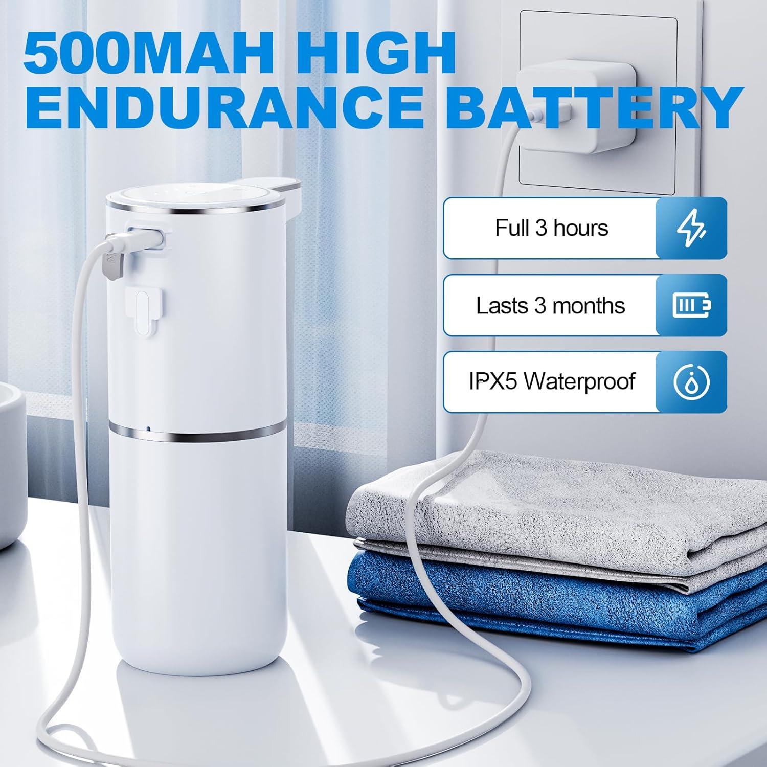 Automatic Liquid Soap Dispenser,380ml Wall Mount Touchless 4 Gear Adjustable Electric Liquid Soap Dispenser,USB Rechargeable with Sensor for Bathroom,Kitchen,Office