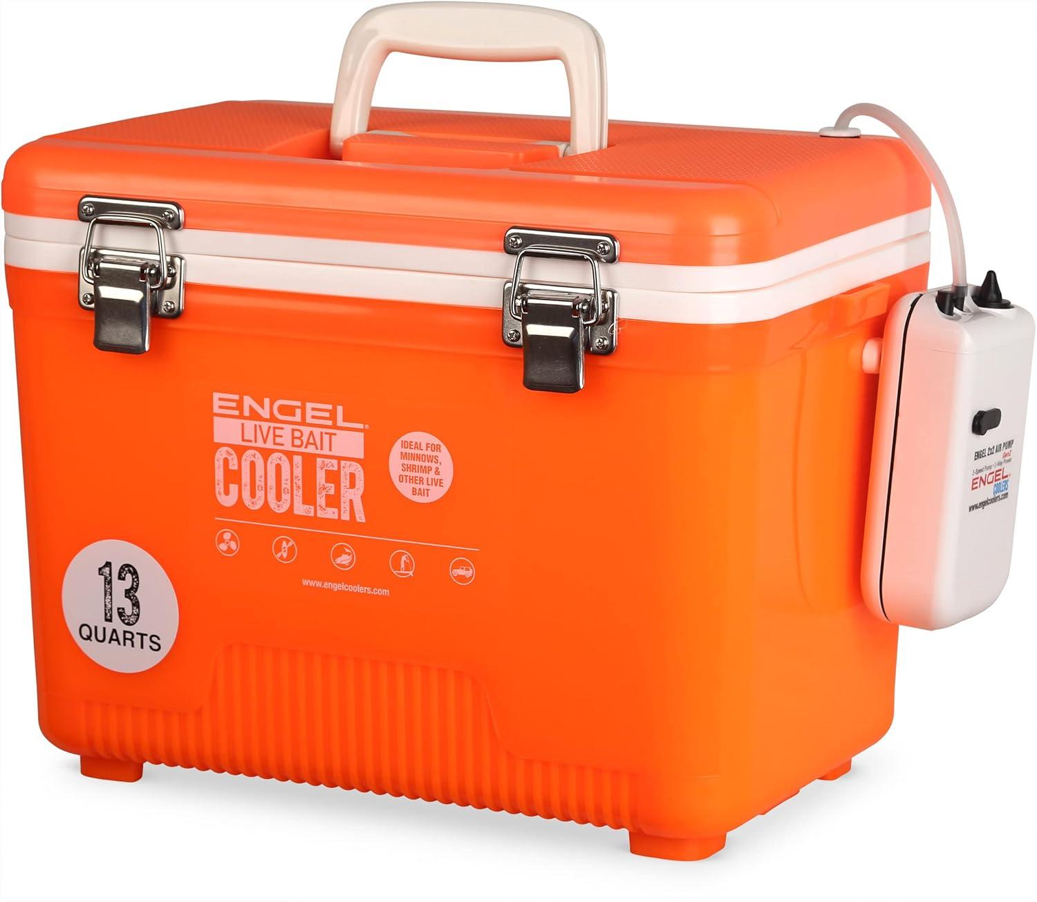 ENGEL 13 Qt Live Bait Cooler with 2-Speed Portable Aerator Pump - White