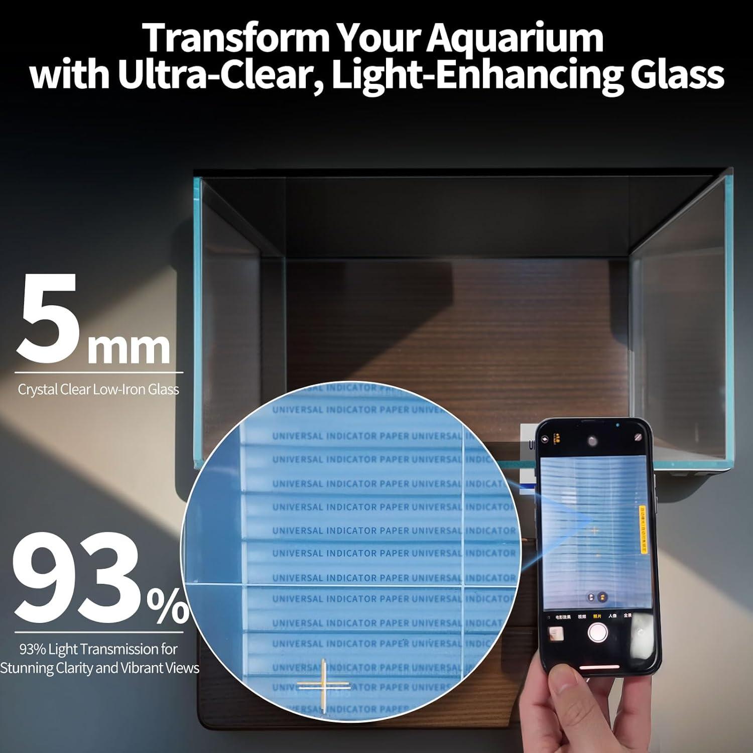 3.4-Gallon Ultra-Clear Low-Iron Glass Betta Fish Tank Kit with LED Light
