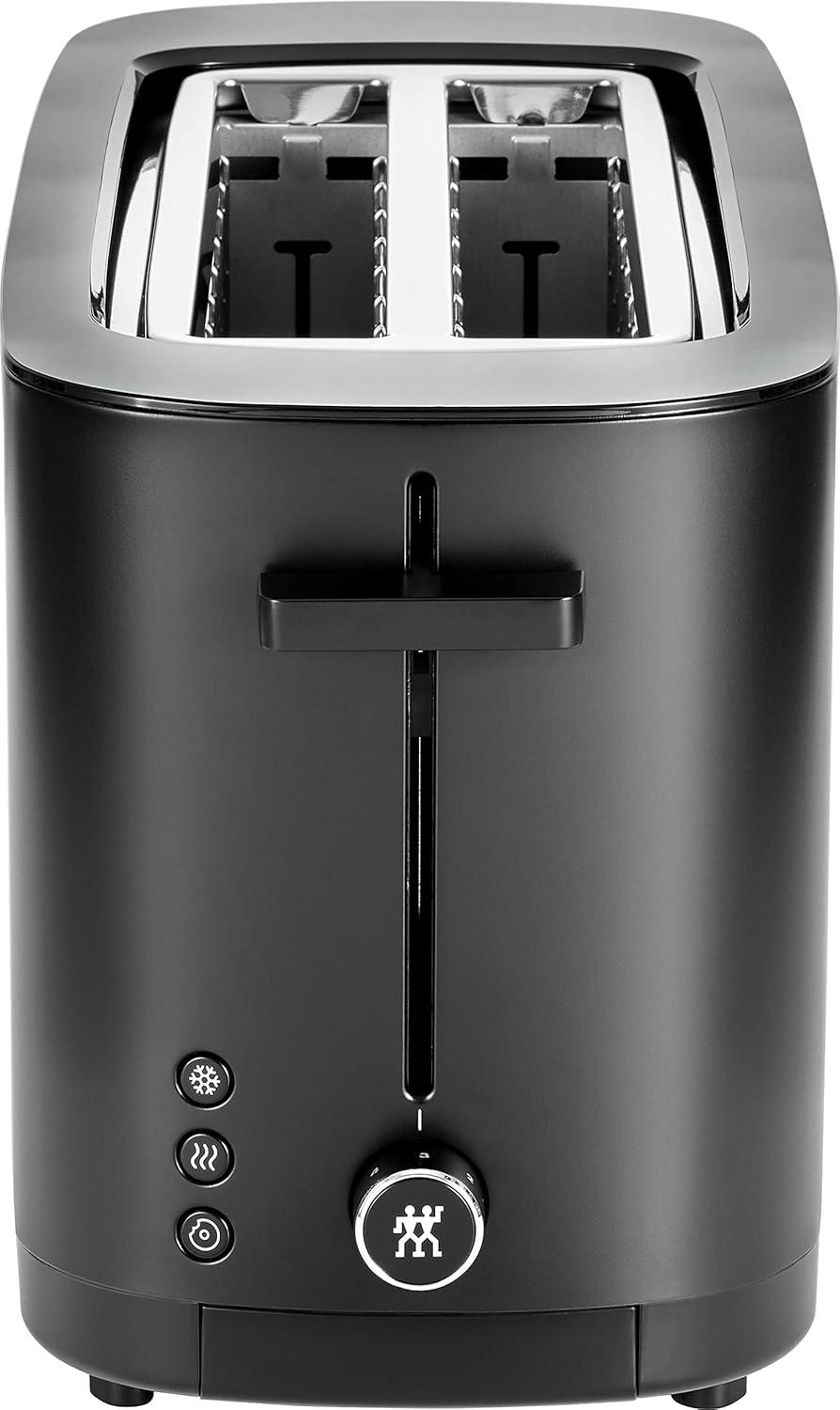 ZWILLING Enfinigy 2 Long Slot Toaster, 4 Slices with Extra Wide 1.5" Slots for Bagels, 7 Toast Settings, Even Toasting, Reheat, Cancel, Defrost, Black