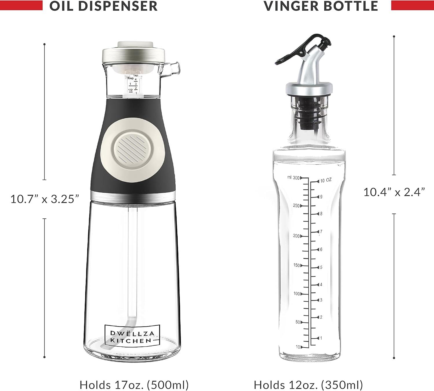 Clear Glass BPA-Free Olive Oil Dispenser Set with Measurements