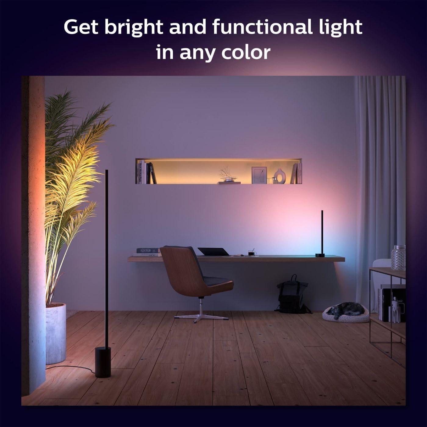 Black Aluminum Voice-Controlled LED Floor Lamp with Bluetooth