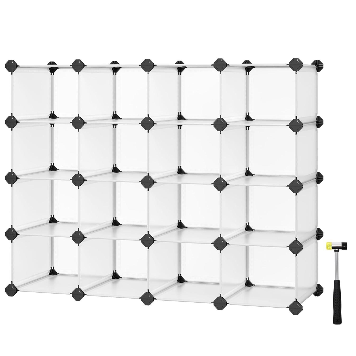 16-Cube Shoe Rack Organizer – Modular Plastic Storage Cabinet for Entryway, Closet, Hallway, Space-Saving Shoe Shelf for Bedroom , Bathroom