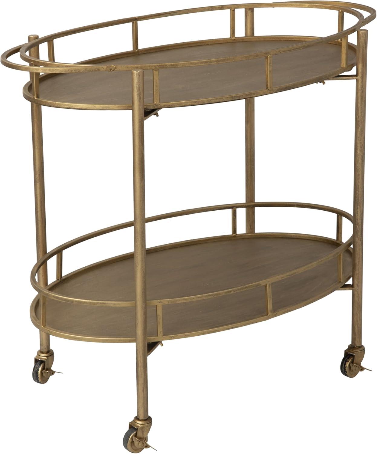 Creative Co-Op 2-Tier Metal Bar Cart with Locking Caster Wheels