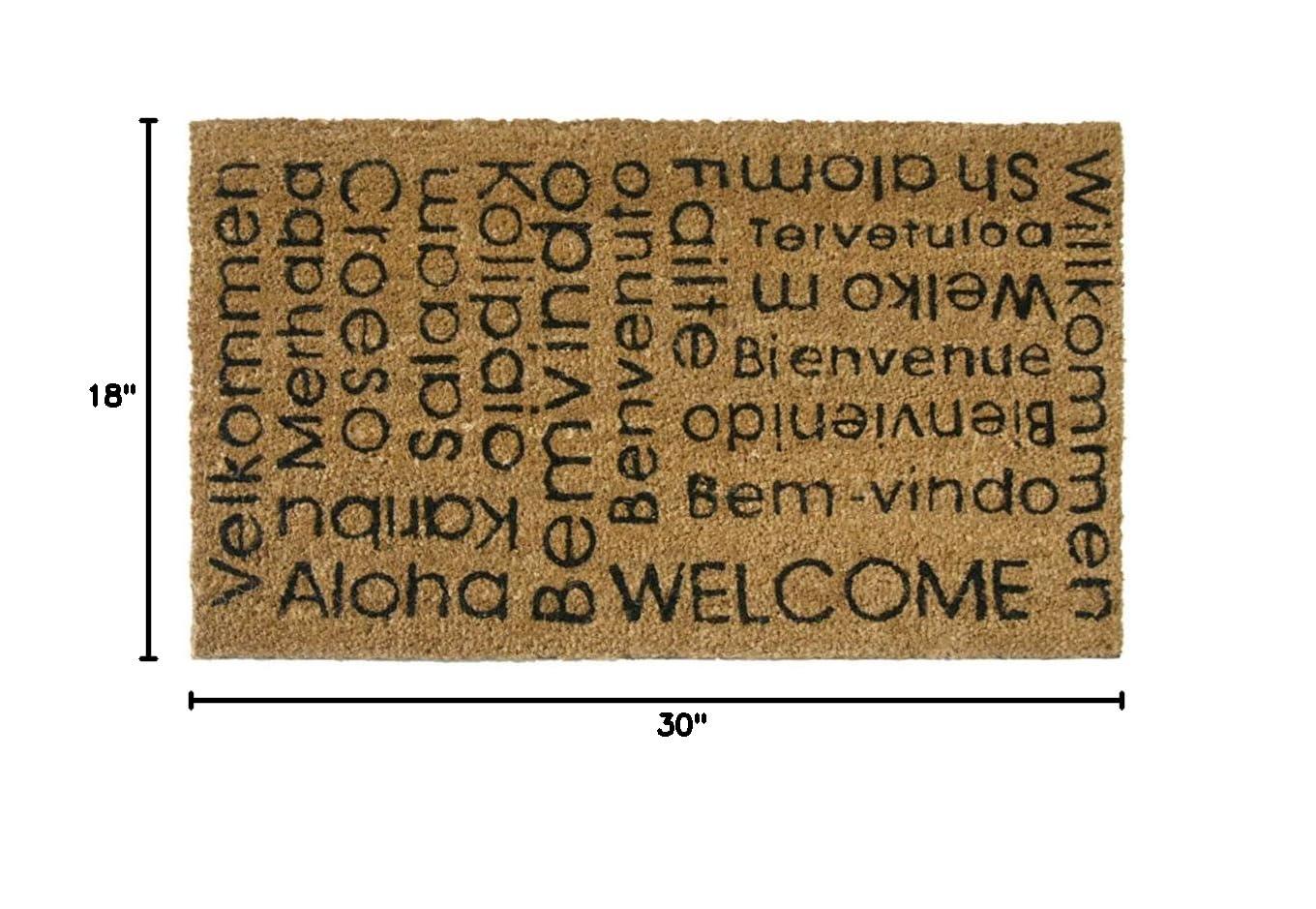 Eco-Friendly Coir Outdoor Welcome Mat with Multilingual Greetings