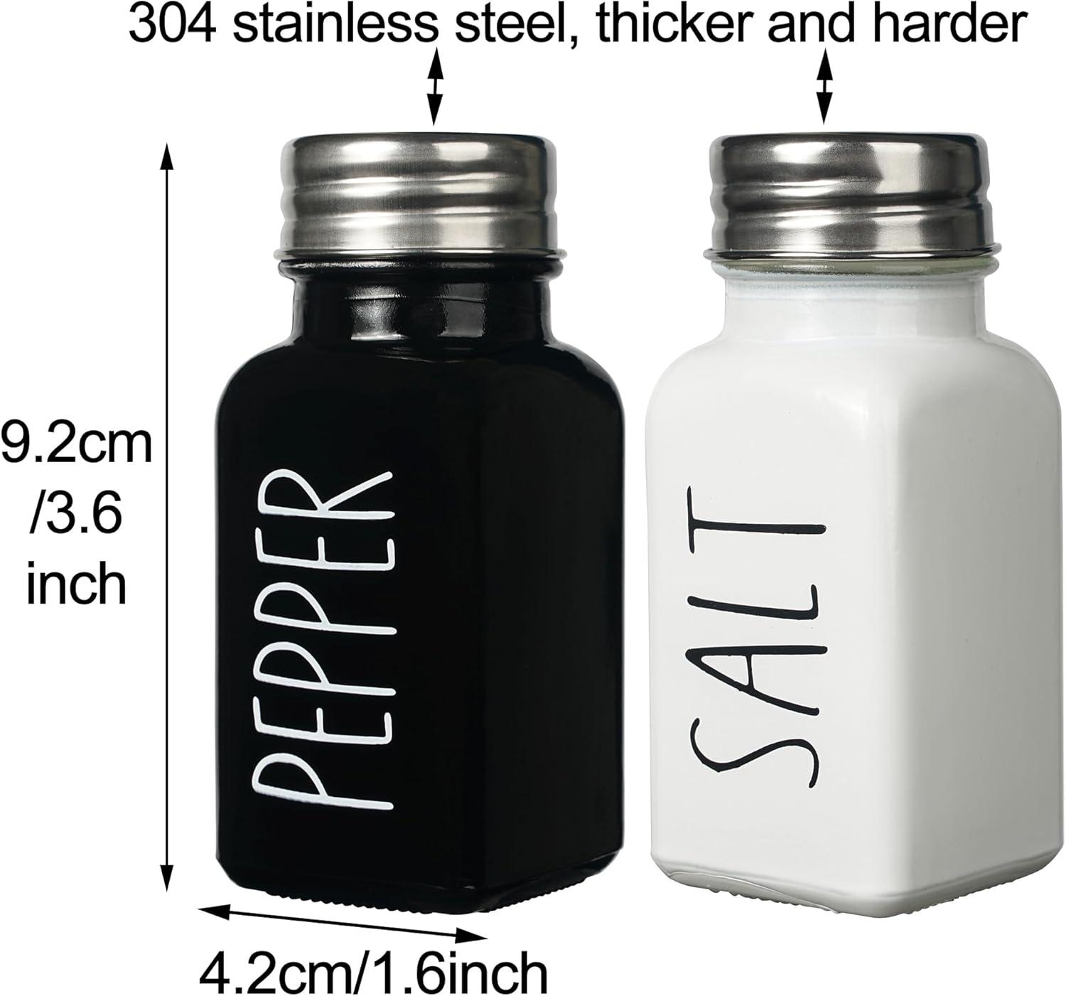 Juvale Stainless Steel Salt and Pepper Shakers Set with Glass Bottom, Perforated "S" and "P" Caps - Modern Kitchen Decor (4oz)