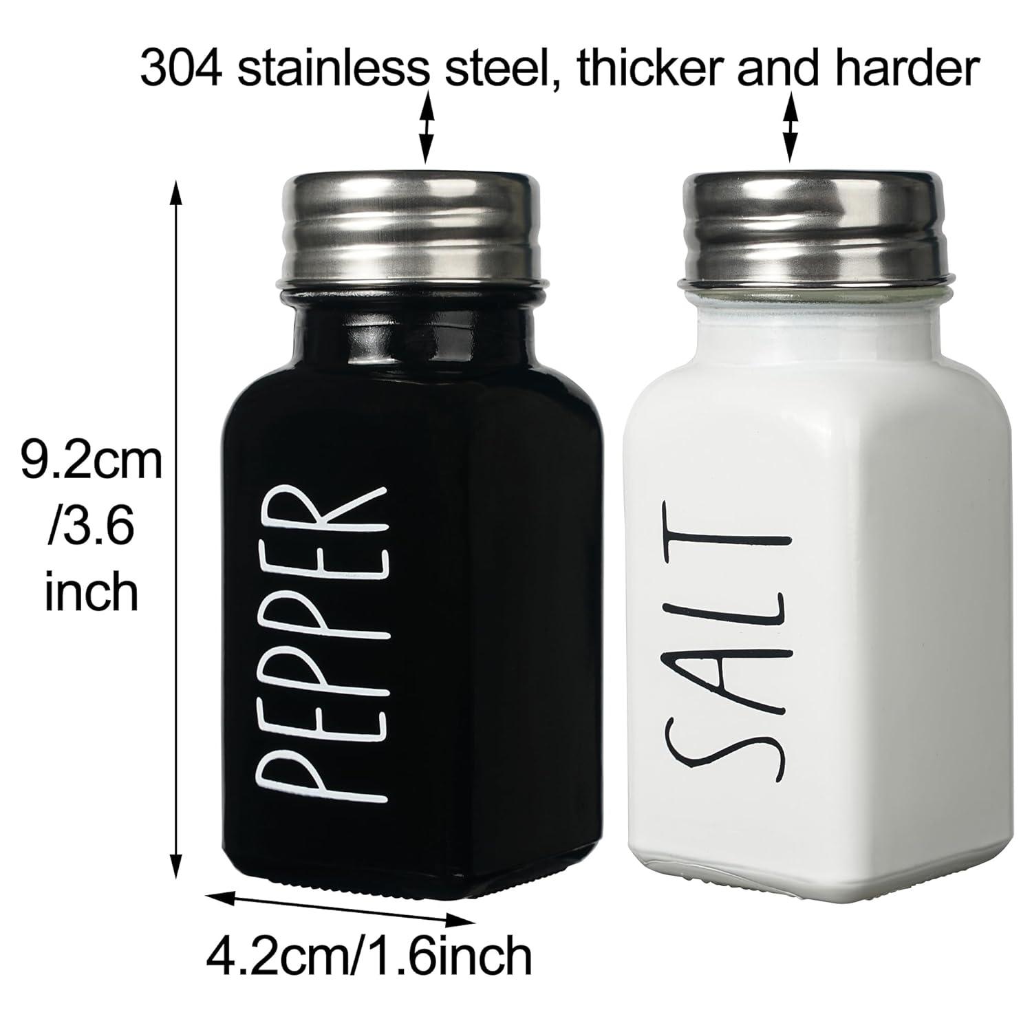 Juvale Stainless Steel Salt and Pepper Shakers Set with Glass Bottom, Perforated "S" and "P" Caps - Modern Kitchen Decor (4oz)