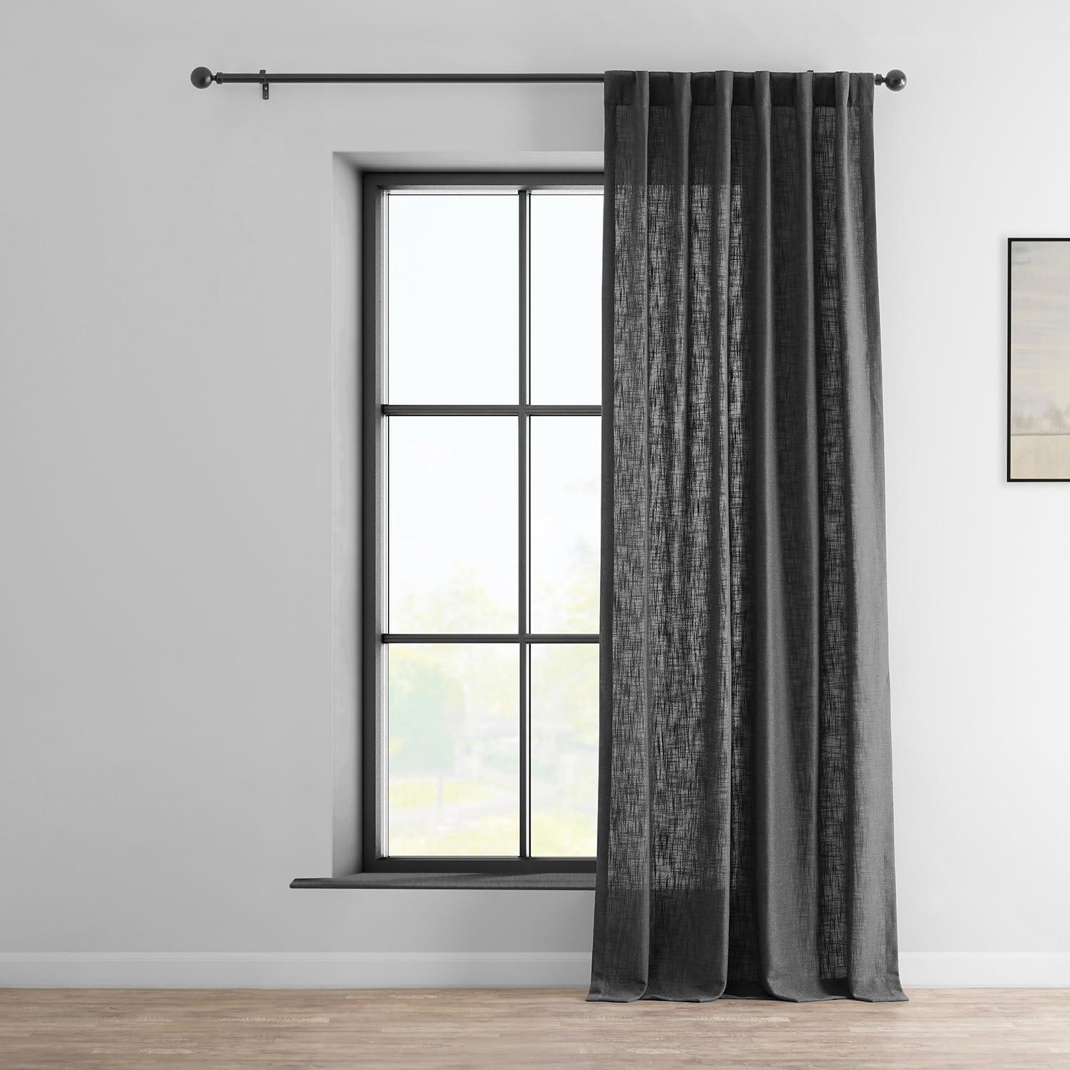 Slate Grey Heavy Faux Linen Curtain (1 Panel), Slate Grey, 50W X 96L
