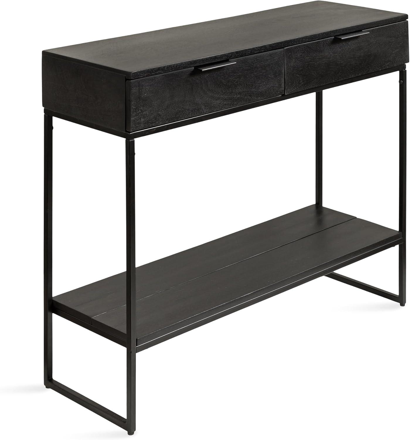 Kate and Laurel Malone Rectangle Wood Console Table, 36x13x31, Natural and Black