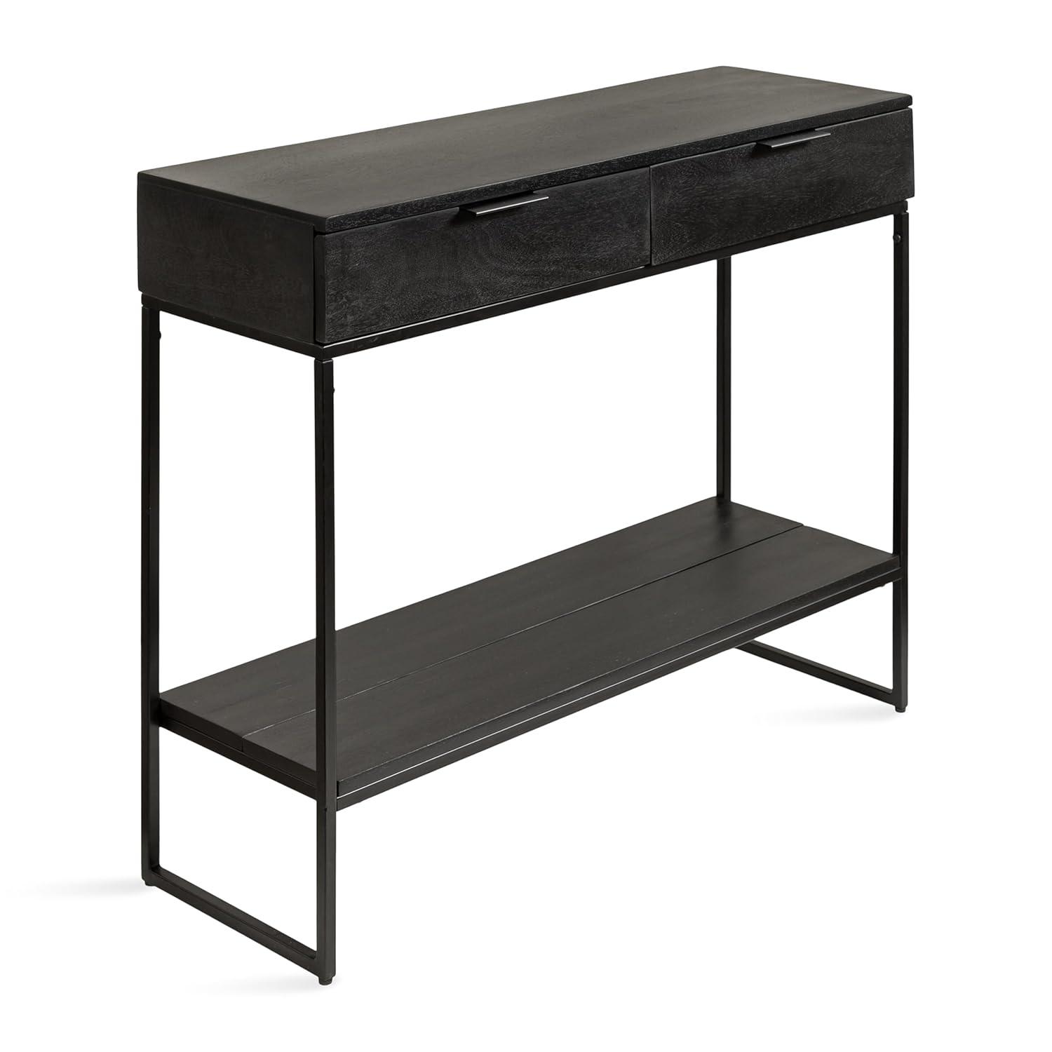 Kate and Laurel Malone Rectangle Wood Console Table, 36x13x31, Natural and Black