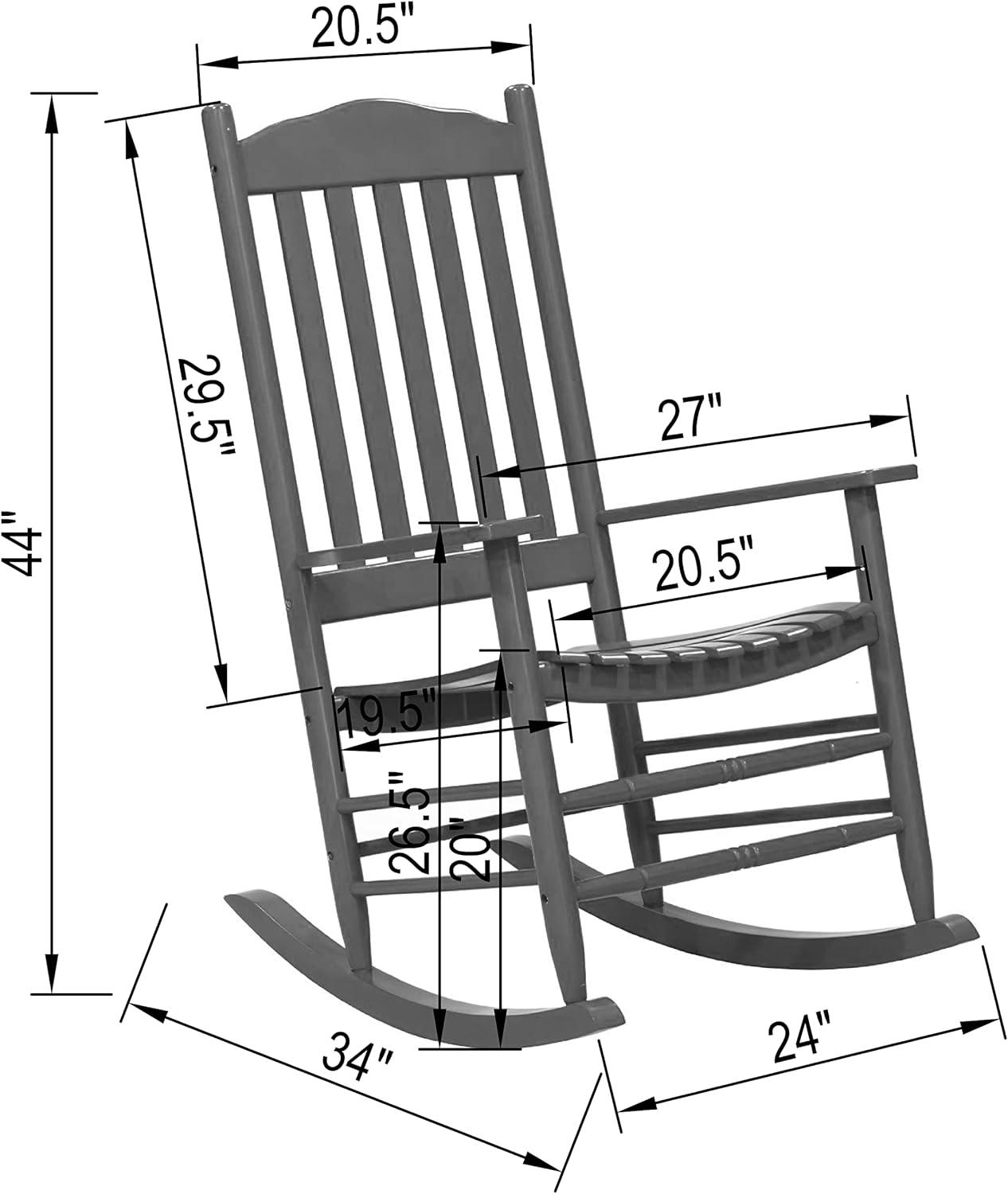 Red Acacia Wood High Back Outdoor Rocking Chair