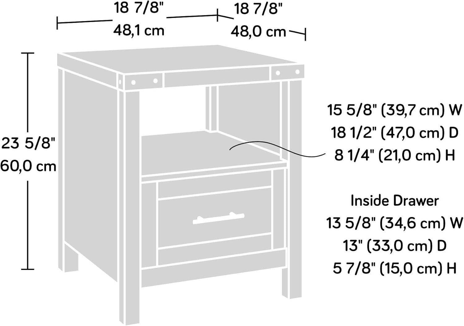 Bridge Acre Rustic Farmhouse Side Table Orchard Oak - Sauder: Open Shelf, Drawer Storage, MDF Construction