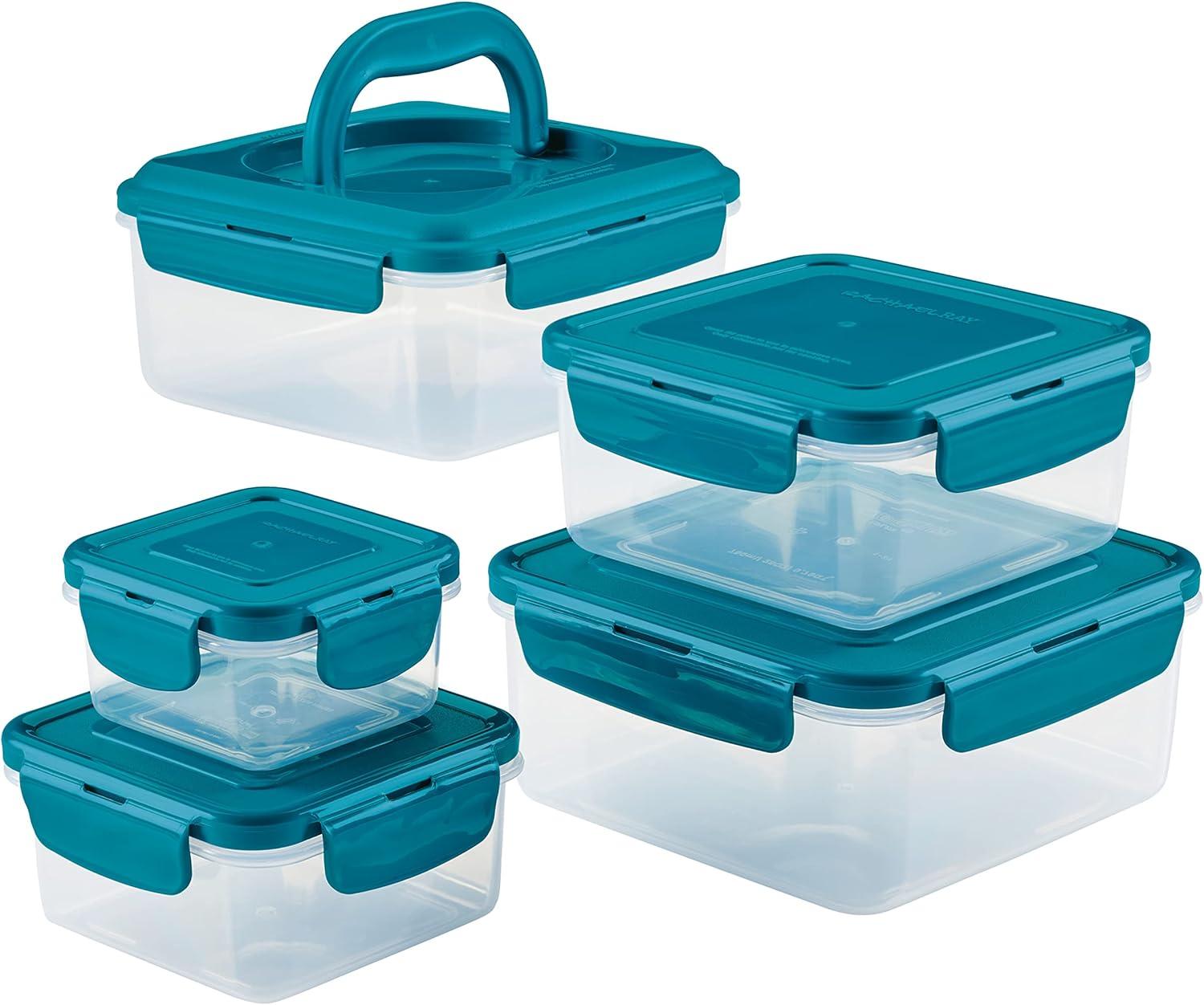 Teal BPA-Free Nestable Square Food Storage Container Set