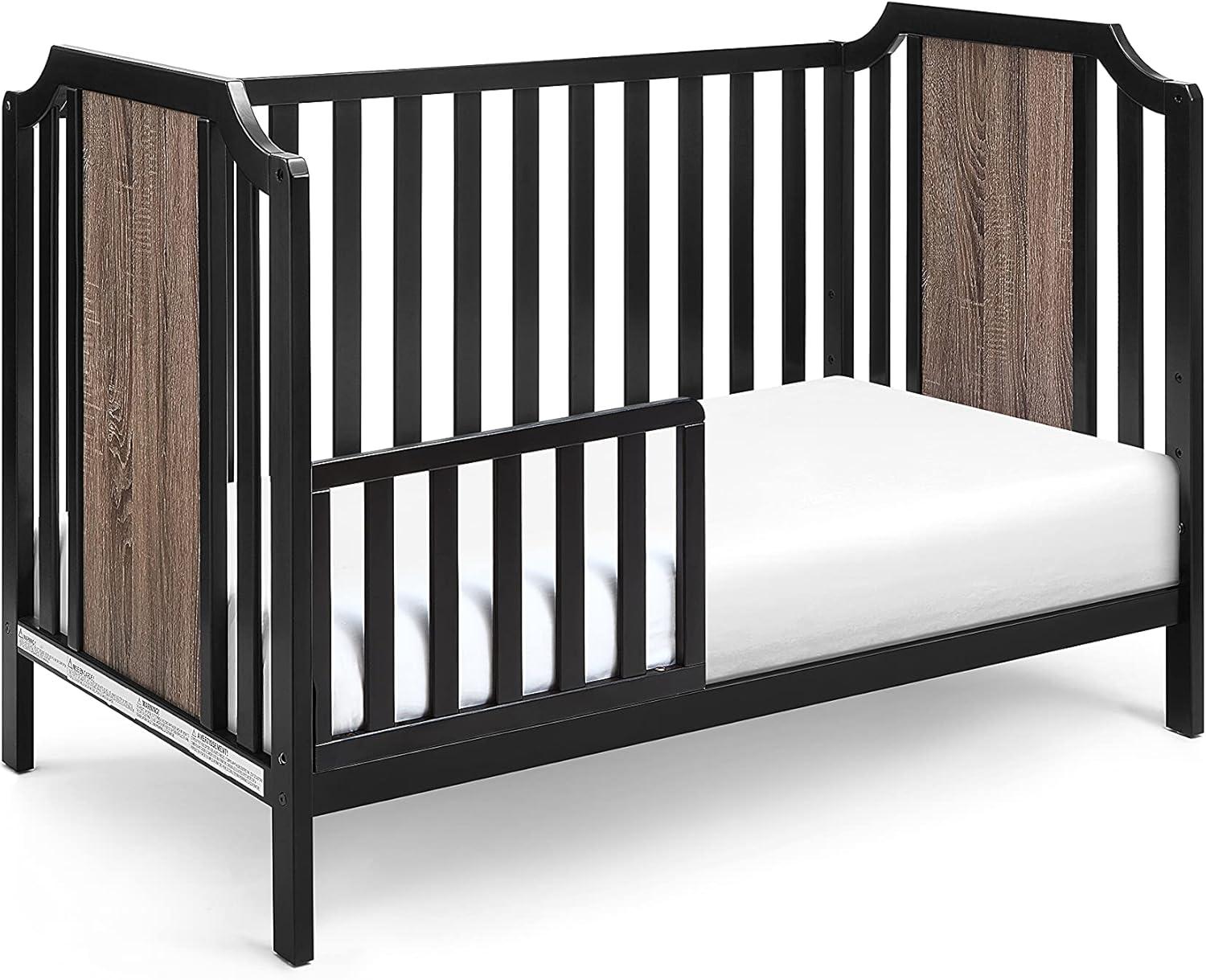 Brees Black and Walnut 3-in-1 Convertible Island Crib