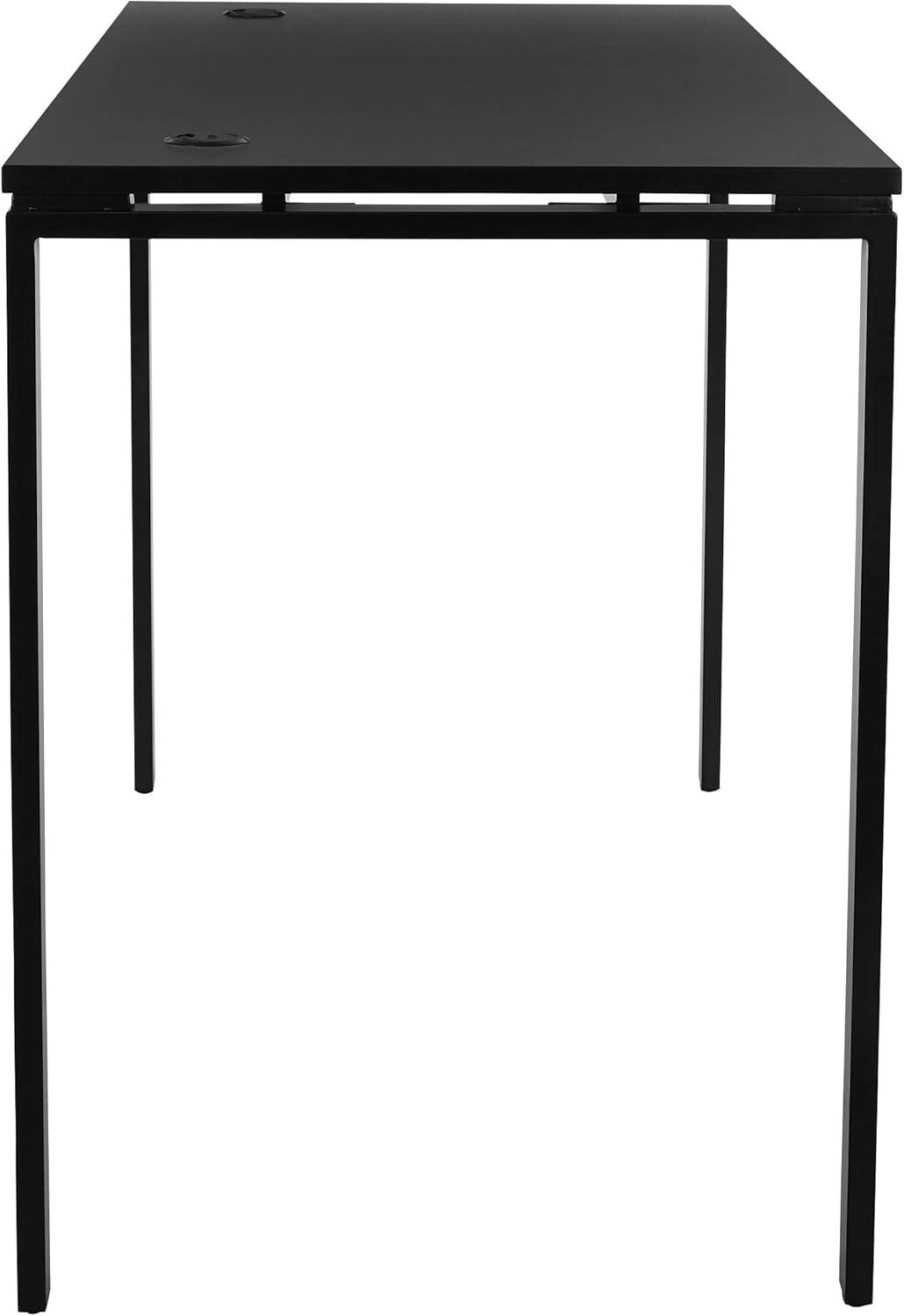 60" Writing Desk with White Laminate Top and White Finish Metal Legs