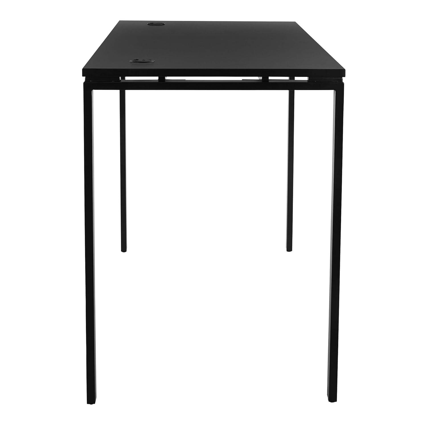 60" Writing Desk with White Laminate Top and White Finish Metal Legs