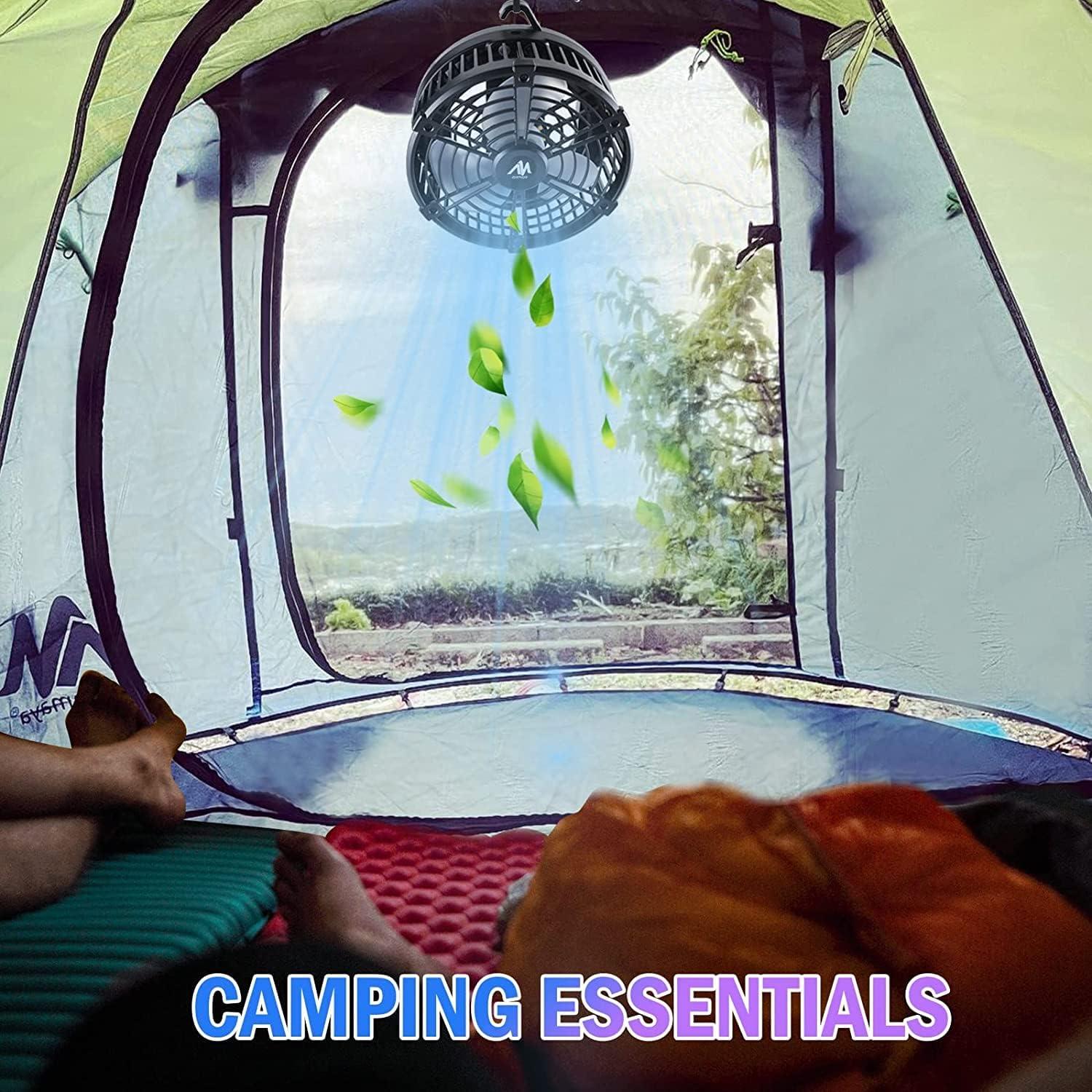 ayamaya Camping Fan, 20000mAh Rechargeable Tent Fan with Light, Remote, 9 Speeds Battery Powered Fans with Digital Display, Timer, Auto Oscillation & Hook for Camping, Outdoors